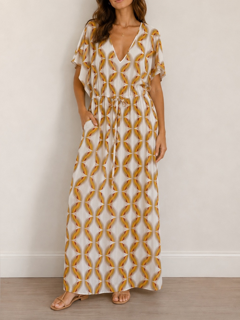NWOT Bensimon Geometric Print Maxi Dress size US12